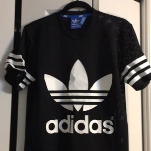 Adidas black mesh knit top